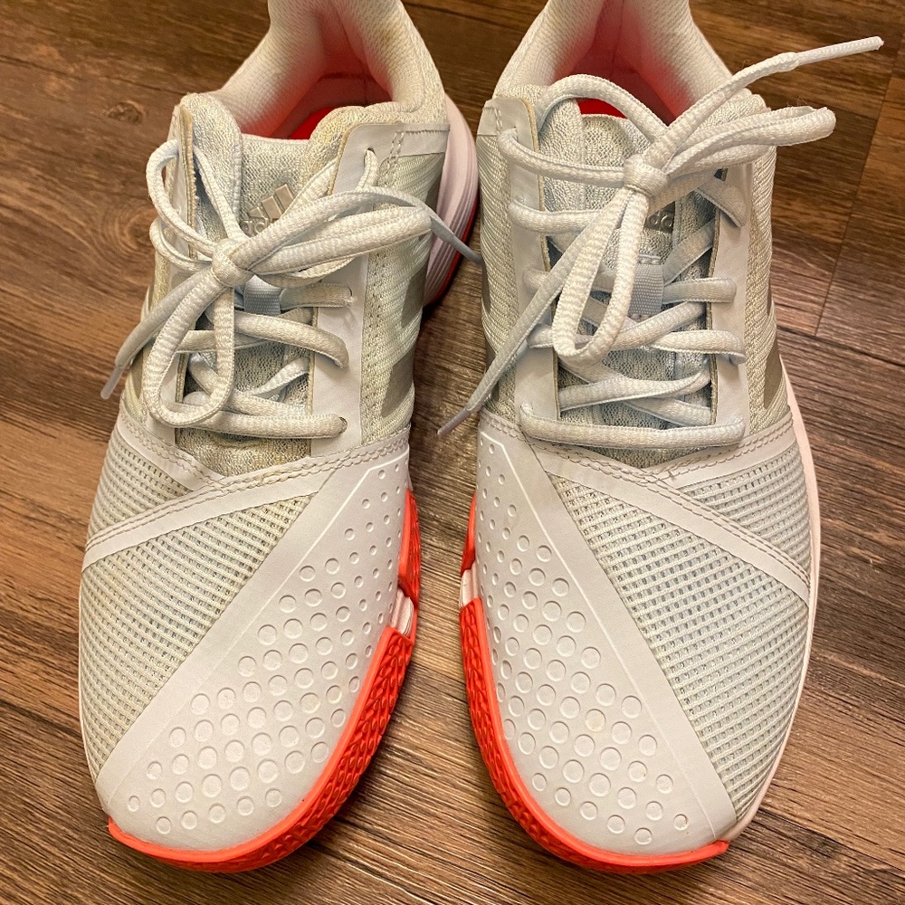 Adidas CourtJam Bounce Sky Tint Pink Silver Sneakers Size 6.5